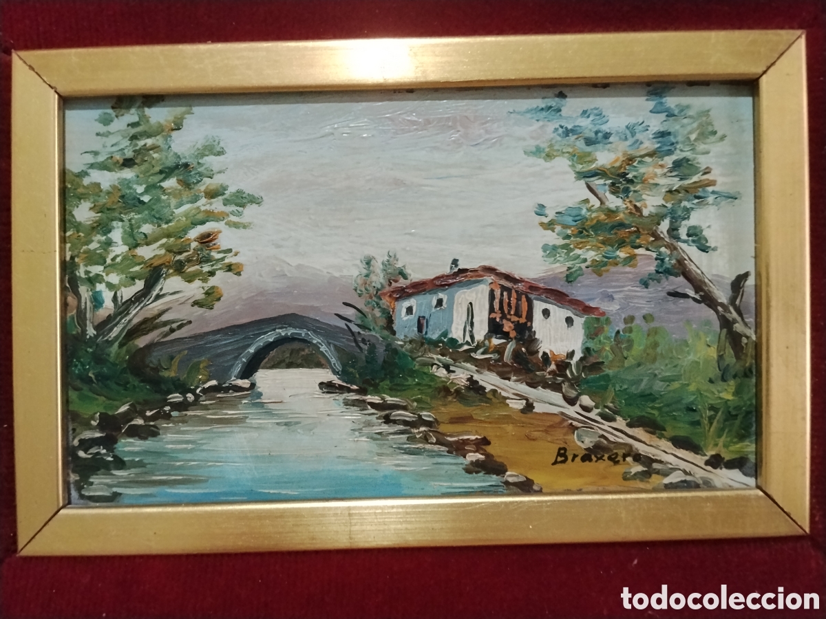 Arte: Cuadro al OLEO ANTIGUO ENMARCADO EN MADERA Y VIDRIO - Foto 2