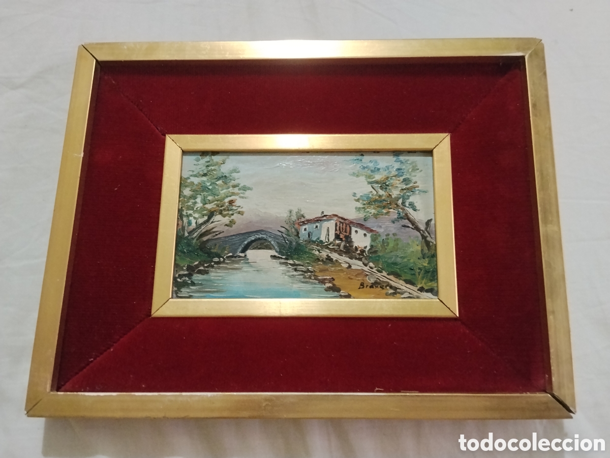 Arte: Cuadro al OLEO ANTIGUO ENMARCADO EN MADERA Y VIDRIO