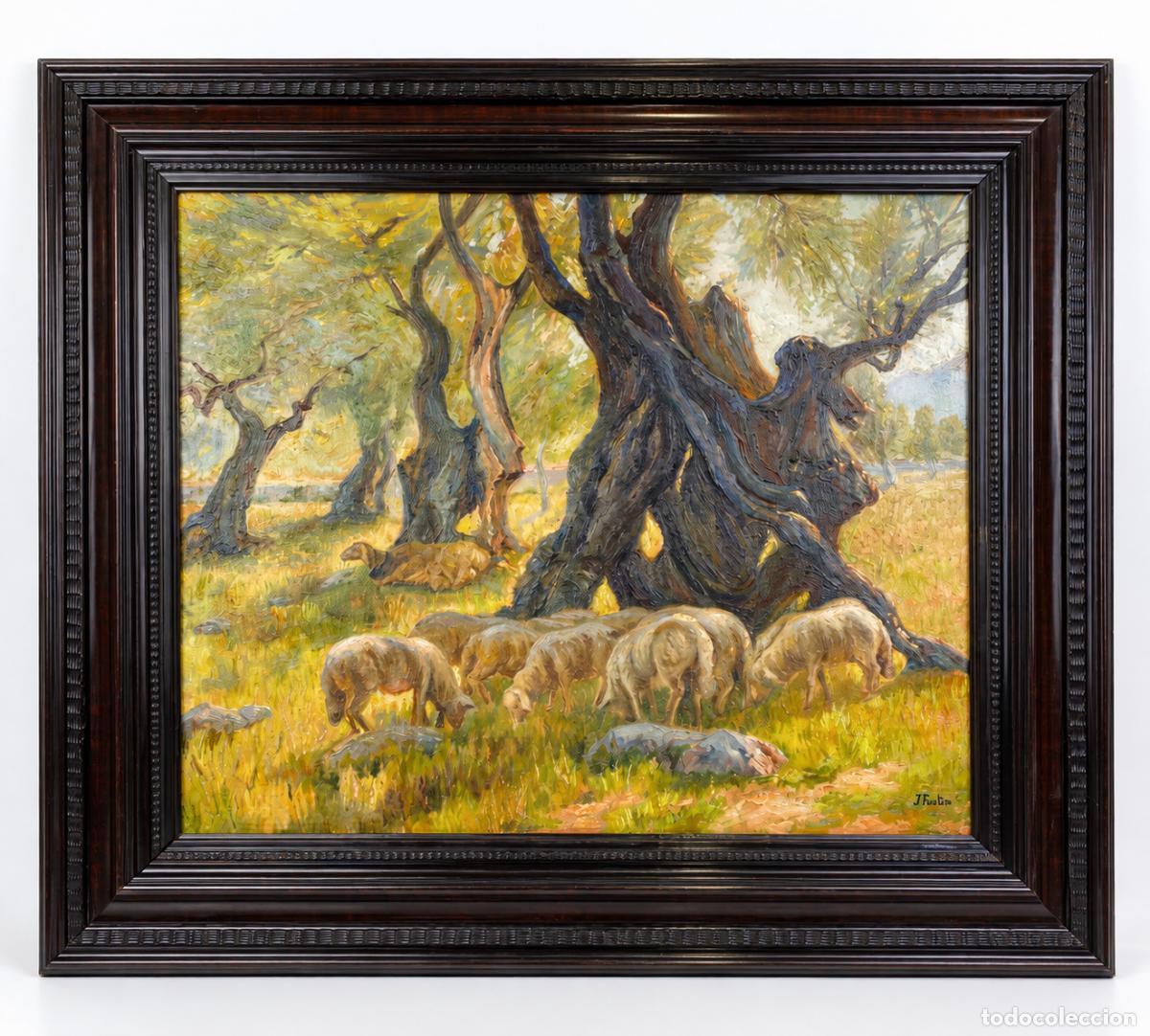 Arte: JOAN FUSTER BONNIN (PALMA MALLORCA 1870-1943), PAISAJE MALLORQU&Iacute;N CON OVEJAS