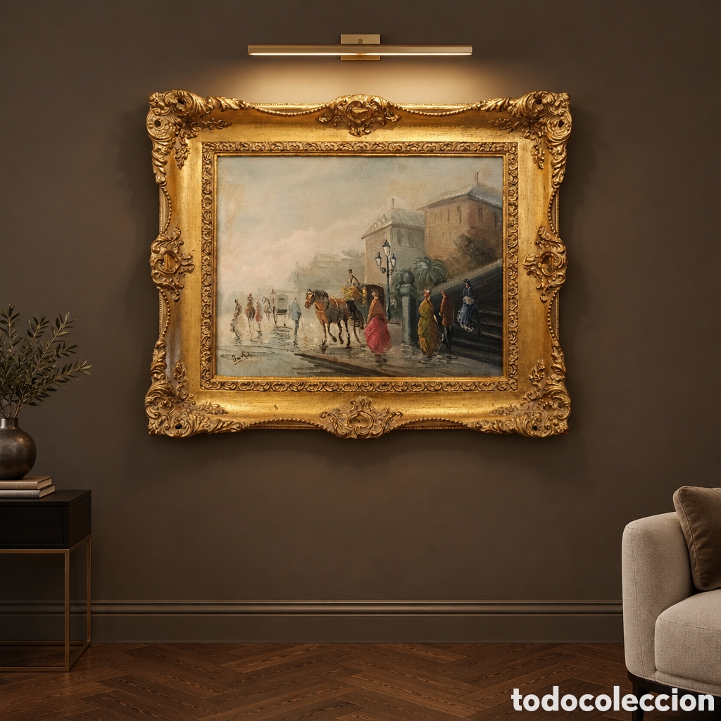 Arte: CARLOS BARBER . OLEO SOBRE LIENZO. ESCENA CALLE PARISINA . MEDIDAS OBRA 61&times;50 cm.CON MARCO 87&times;76 cm