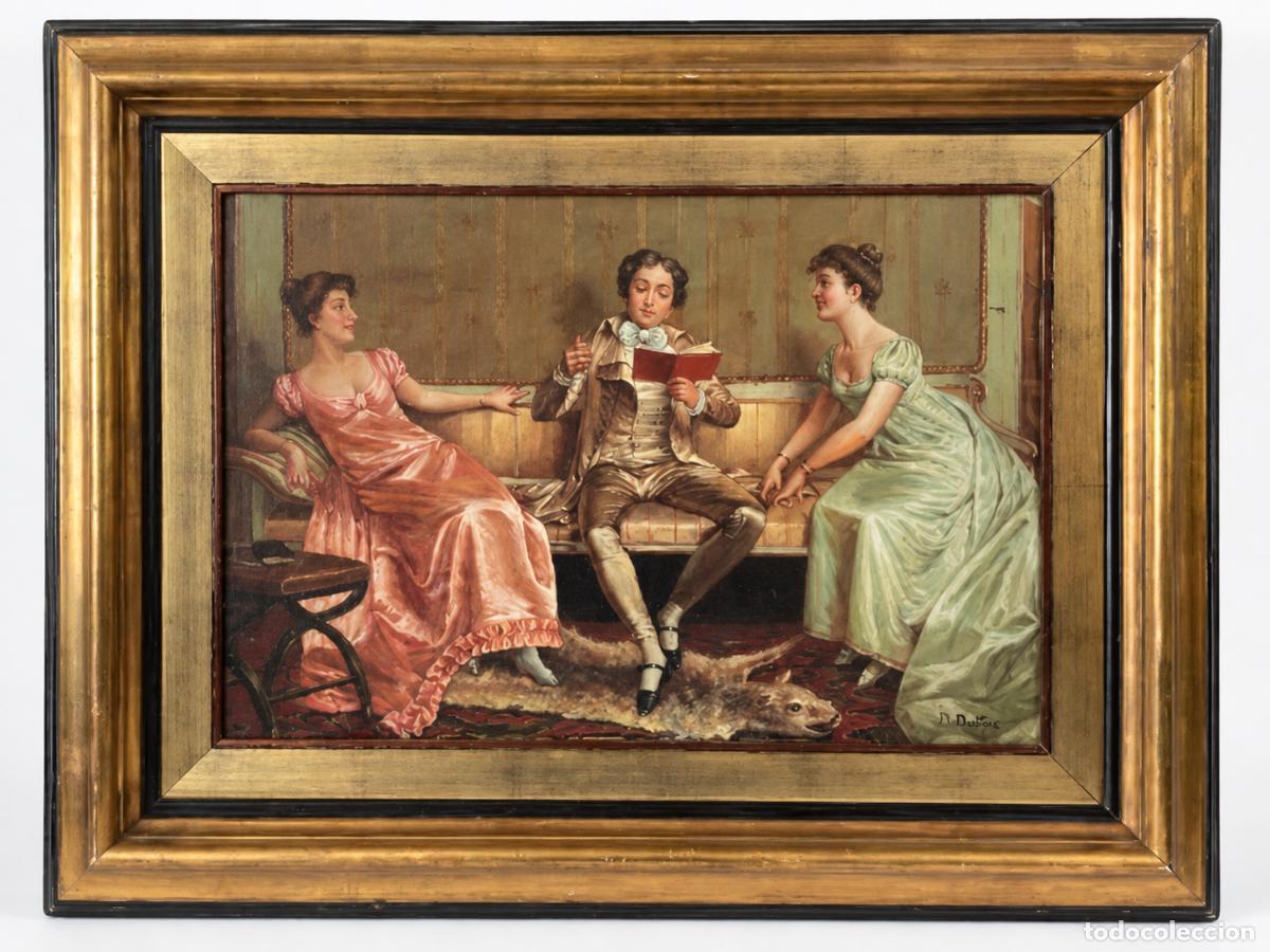 Kunst: MARIANO MONTOYA (TOMELLOSO 1950) - OLEO TELA - ESCENA GALANTE - 50 X 73 CM.