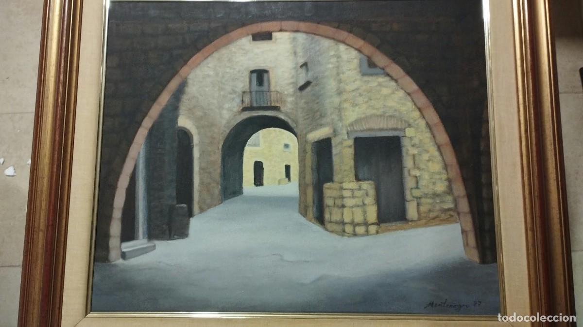 Arte: &Oacute;leo sobre lienzo - Pepe Montenegro (Elche) - Pasaje con arcos y calles antiguas - 50 x 61 cm