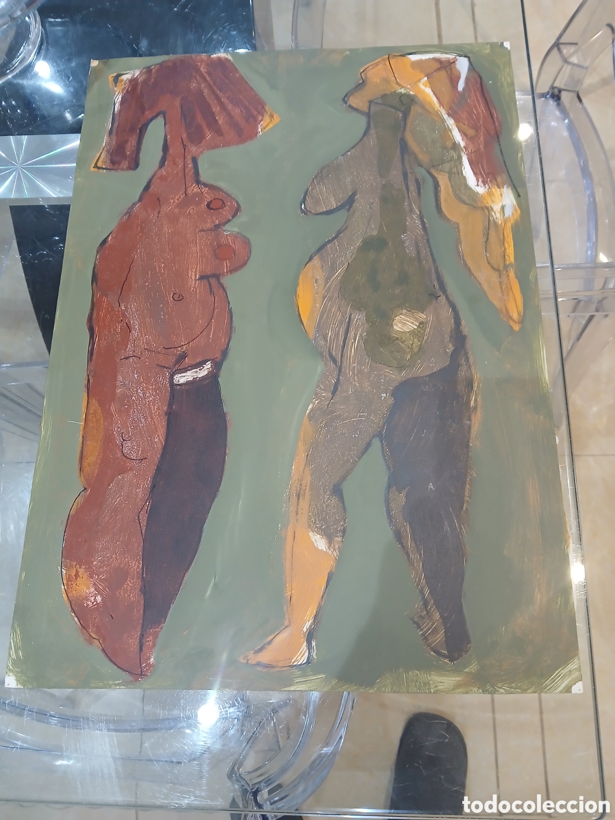 Arte: Cuadro sobre carton papel sin identificar muy bueno