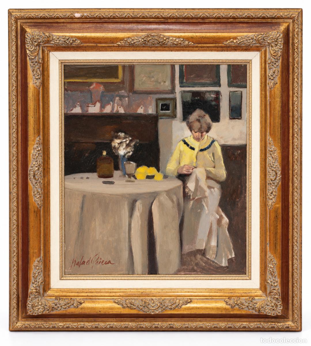 Kunst: RAFAEL GRIERA (1934 - 2018) - LA COSTURERA - OLEO LIENZO - 55 X 46 CM.