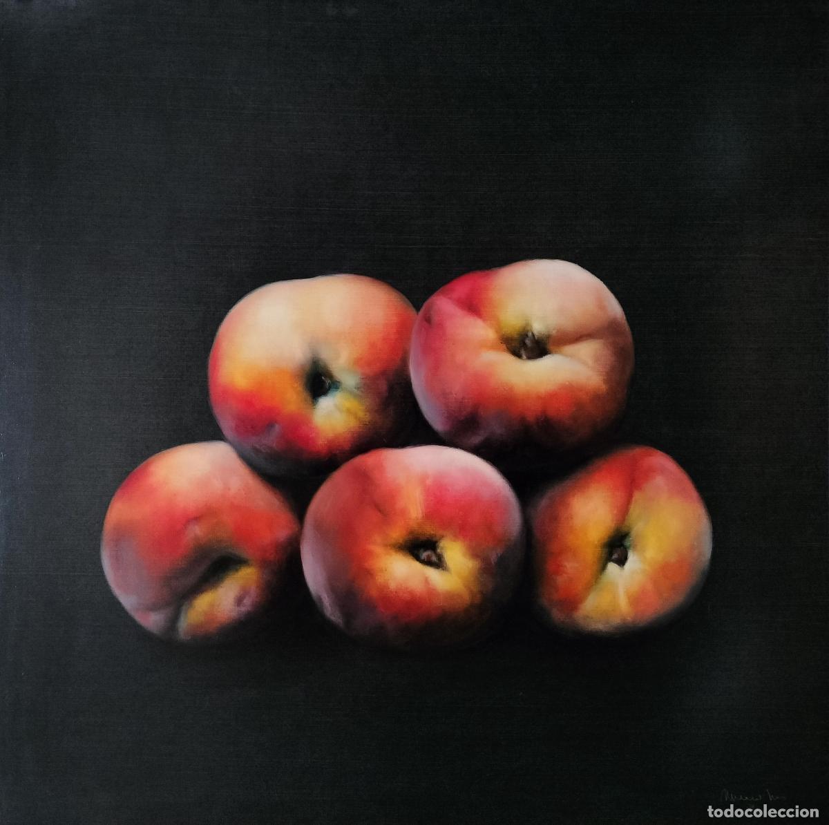 Arte: BODEG&Oacute;N CON MELOCOTONES. NAVARRO VIVES. &Oacute;LEO SOBRE LIENZO. ESPA&Ntilde;A. 1984