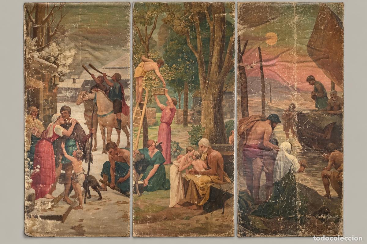 Arte: 3 x &oacute;leo lienzo, tapiz , esc. francesa ,S. XIX . 300 x 420 cm. atrib. Puvis de Chavannes .R810