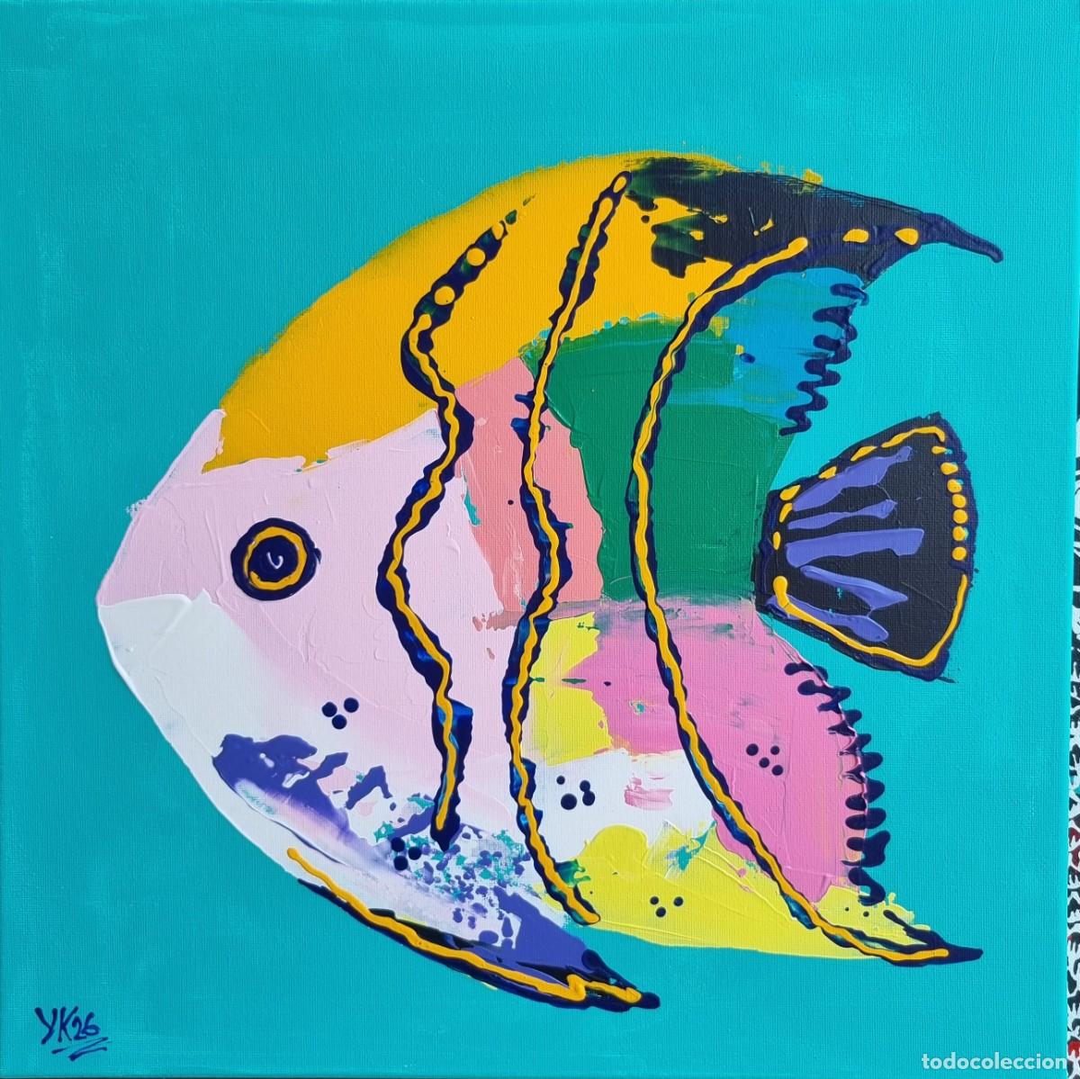 Arte: Pintura original acr&iacute;lico sobre lienzo - Pez moderno - Artista YoyoSaro (40x40 cm)