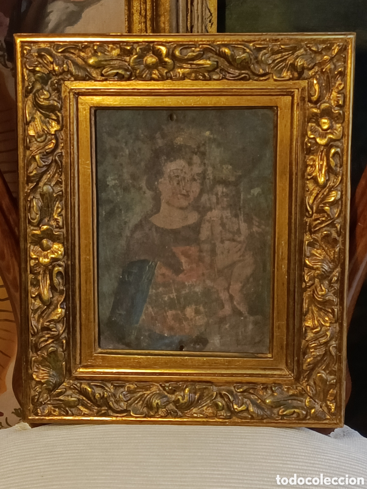 Arte: Virgen, &oacute;leo sobre lata S. XIX.
