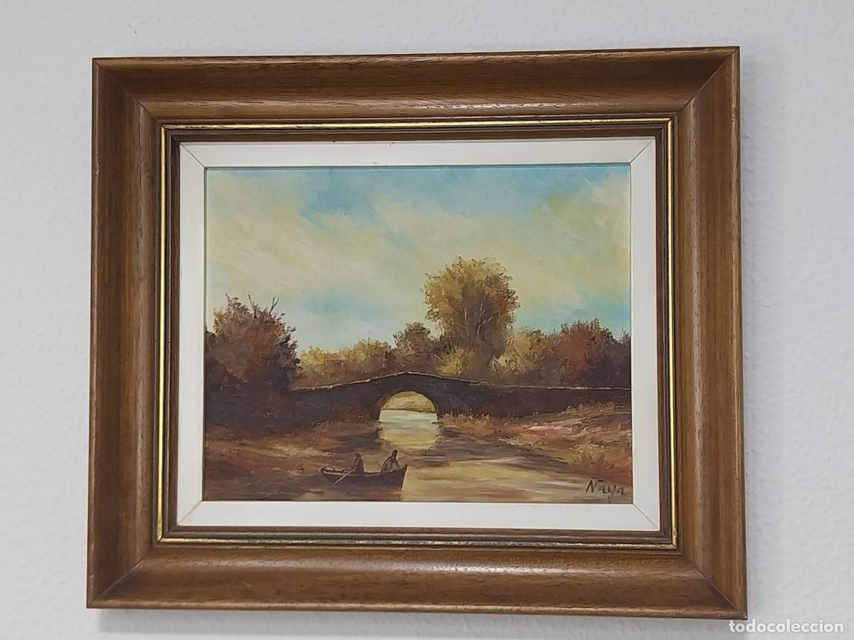 Arte: C&eacute;sar D&iacute;az Naya &ndash; Paisaje con puente &ndash; &Oacute;leo sobre tabla, 35x41 cm