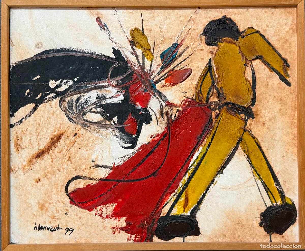 Arte: Jos&eacute; Villanueva , &oacute;leo lienzo , Madrid , tema taurino del a&ntilde;o 1999