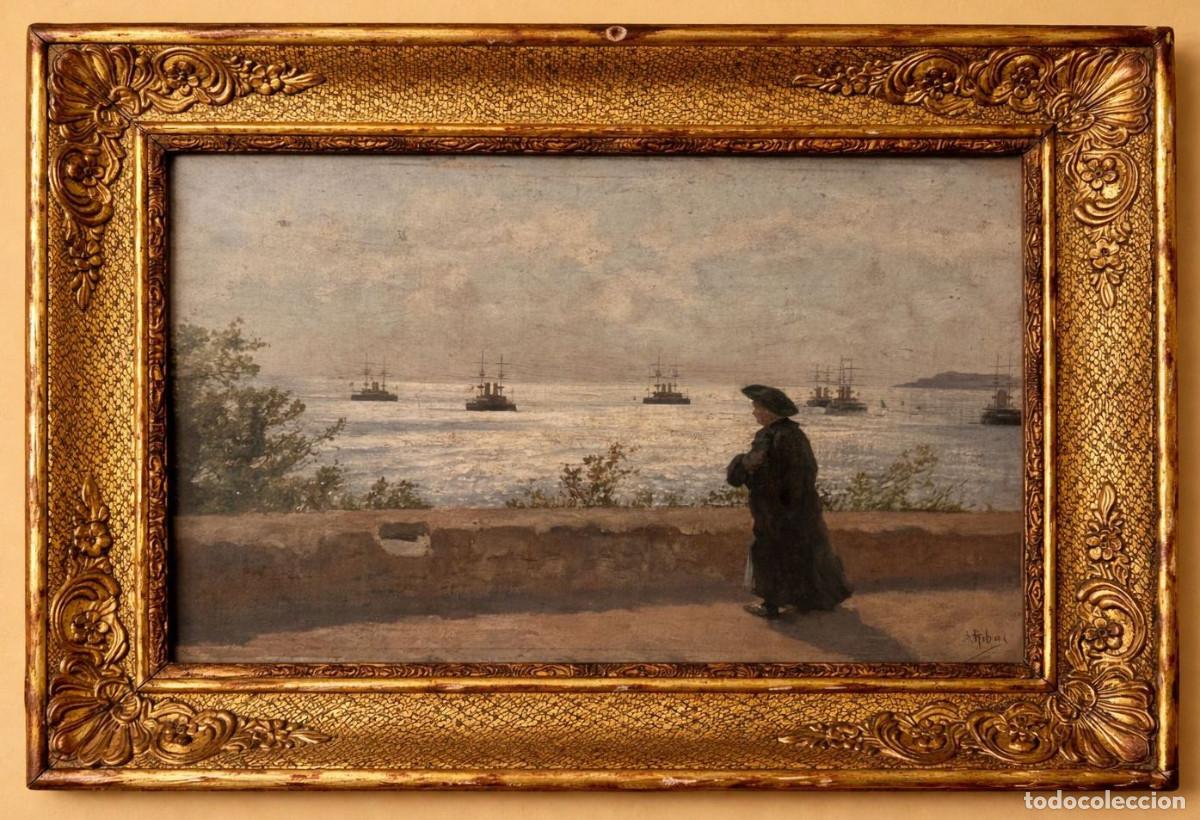 Arte: Pintura de paisaje con figura de sacerdote de Antoni Ribas
