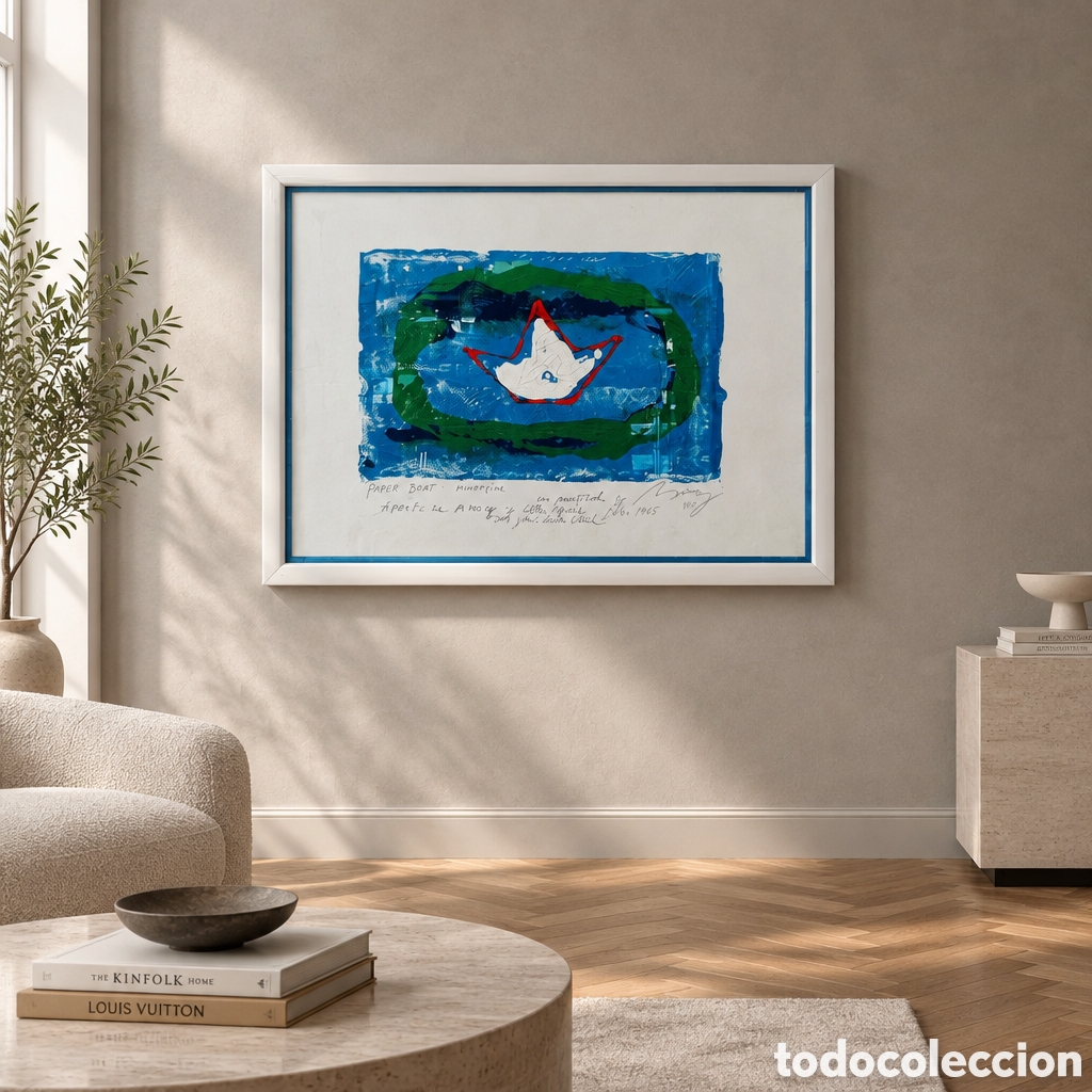 Arte: OTTO APUY. COSTA RICA. OLEO SOBRE PAPEL. EMPASTE. &rdquo;PAPER BOAT&rdquo; MONOTONIA. FIRMADA U FECHADA EN 1995