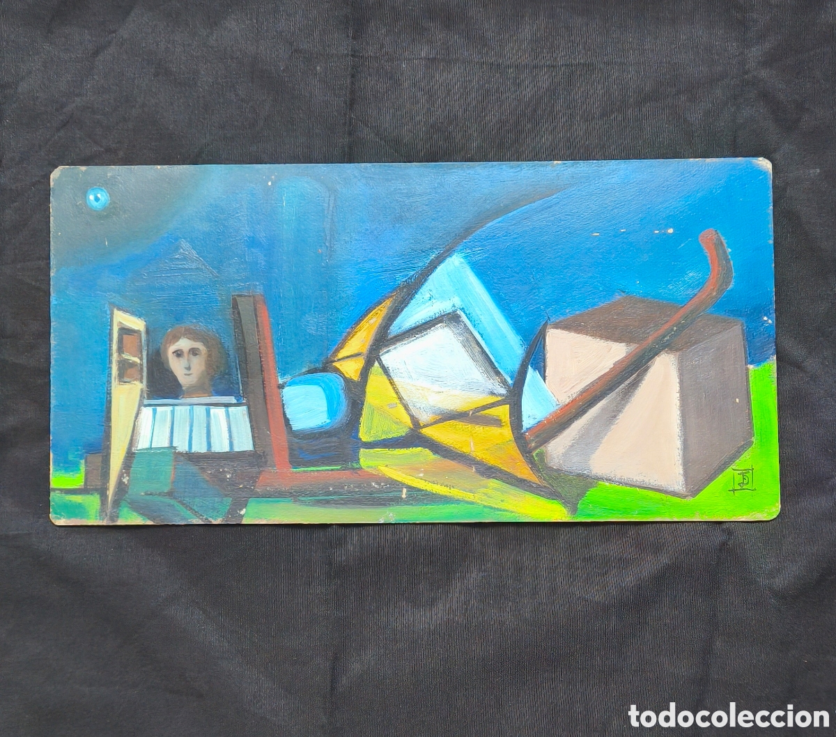 Arte: JOAN COMELLAS &ndash; COMPOSICI&Oacute;N SURREALISTA &ndash; T&Eacute;CNICA MIXTA &ndash; 50 x 25 CM