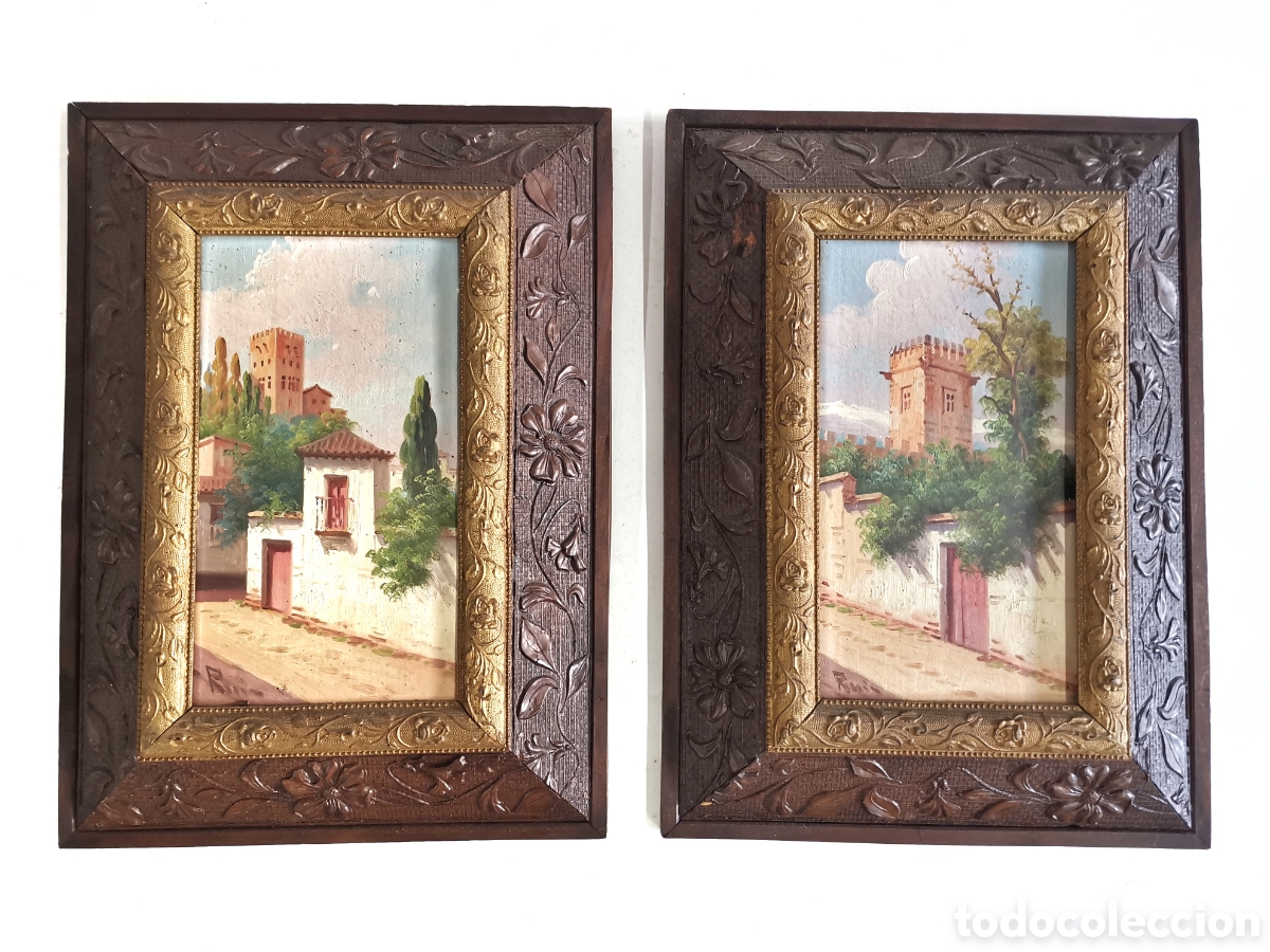 Kunst: EXCEPCIONAL PAREJA OLEOS COSTUMBRISMO ANDALUZ, ESCUELA ANDALUZA PRINCIPIOS S. XX, AUTOR RUIZ