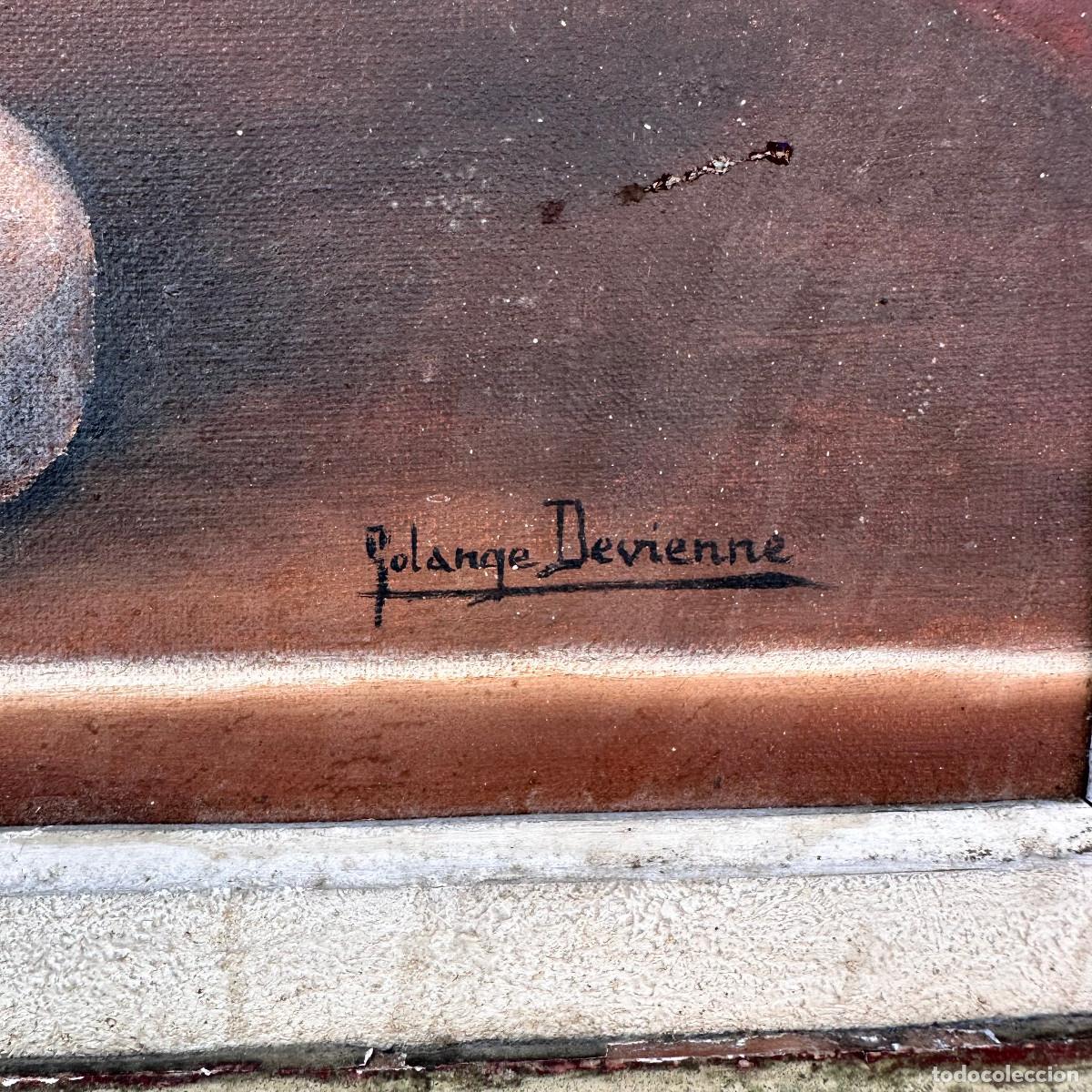 Arte: &ldquo;Bodeg&oacute;n de rosas y jarr&oacute;n&rdquo; Solange Devienne, s. XX &ndash; Francia - Foto 9