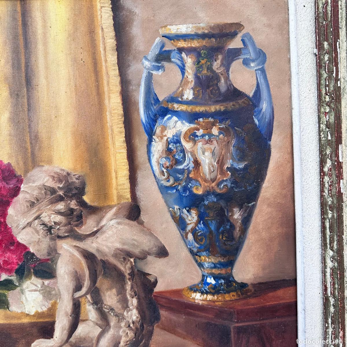 Arte: &ldquo;Bodeg&oacute;n de rosas y jarr&oacute;n&rdquo; Solange Devienne, s. XX &ndash; Francia - Foto 12