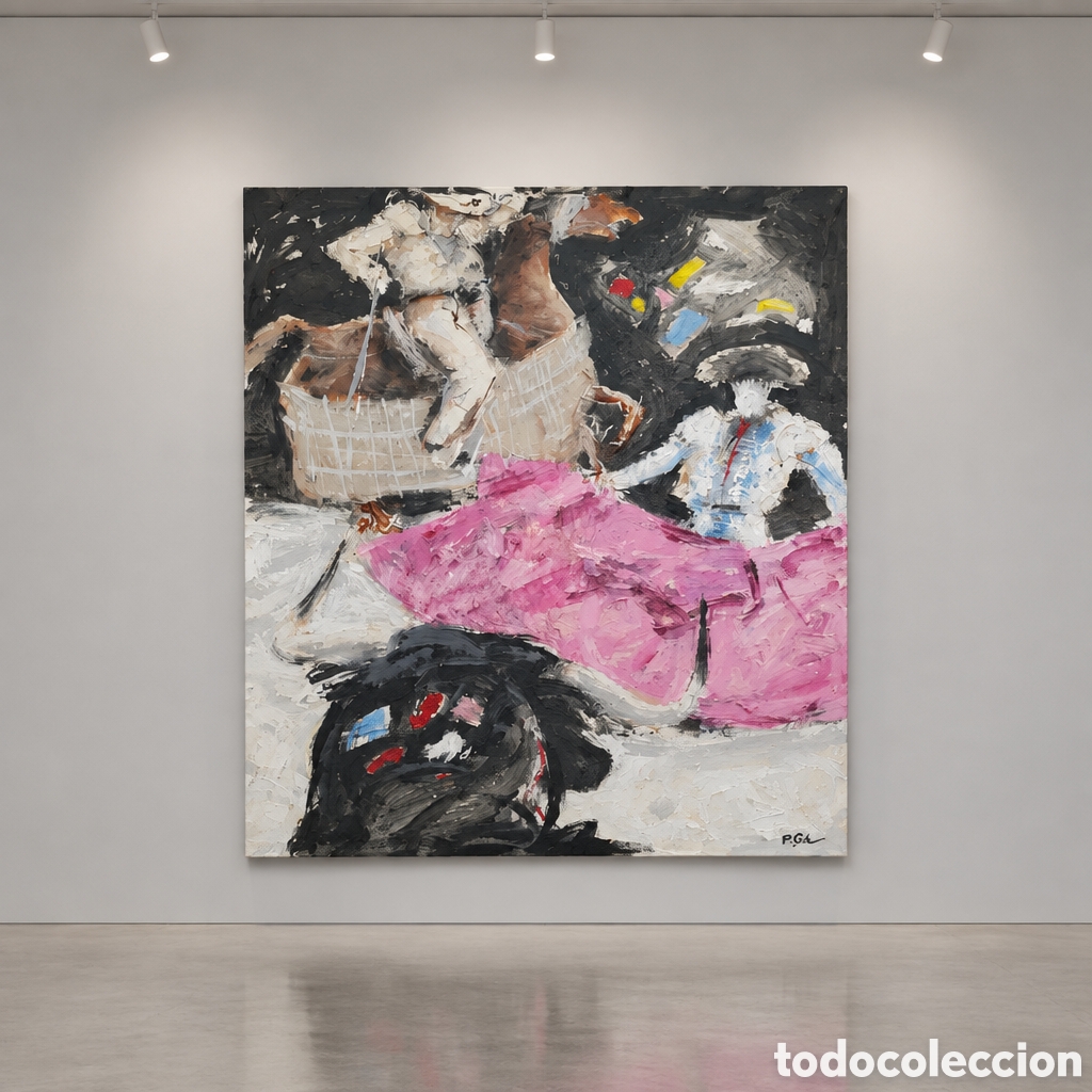 Kunst: OLEO SOBRE LIENZO . PEDRO SOLER . SERIE TAURINA . 92&times;73 CM
