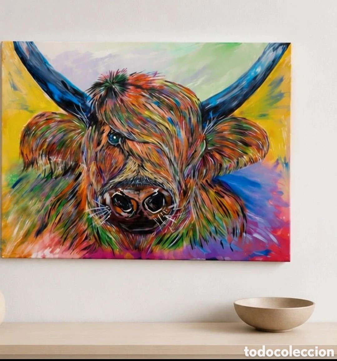 Arte: Cuadro Toro Multicolor 60x80 cm &ndash; Acr&iacute;lico sobre Lienzo &ndash; Obra Original
