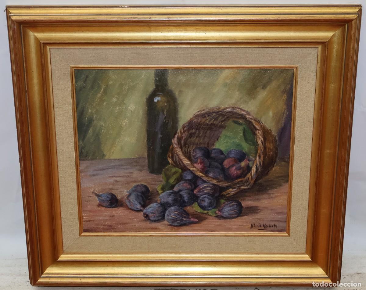 Arte: ALBERTO GISBERT SIURANA (Castellar-Oliveral, Valencia, 1923 - 2009) OLEO TELA. CESTA CON HIGOS