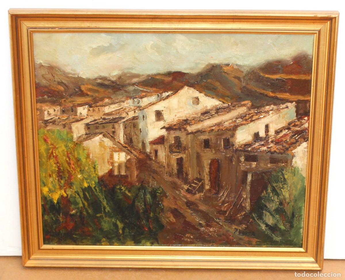 Arte: ESCUELA ESPA&Ntilde;OLA (SIGLO XX) OLEO SOBRE TELA FIRMADO POR J. LOPEZ. PAISAJE RURAL