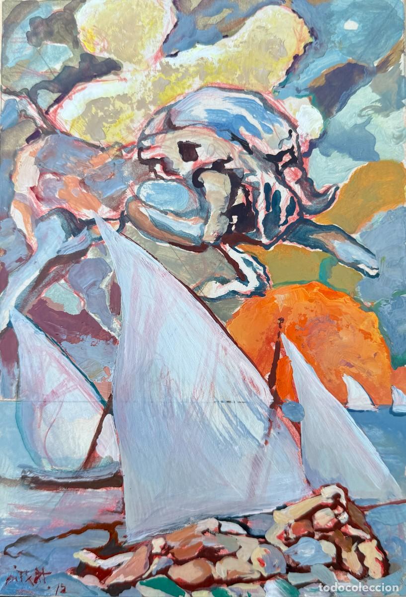 Arte: Antoni Pitxot &ndash; La vela llatina &ndash; &Oacute;leo sobre cart&oacute;n &ndash; Cadaqu&eacute;s &ndash; 2012