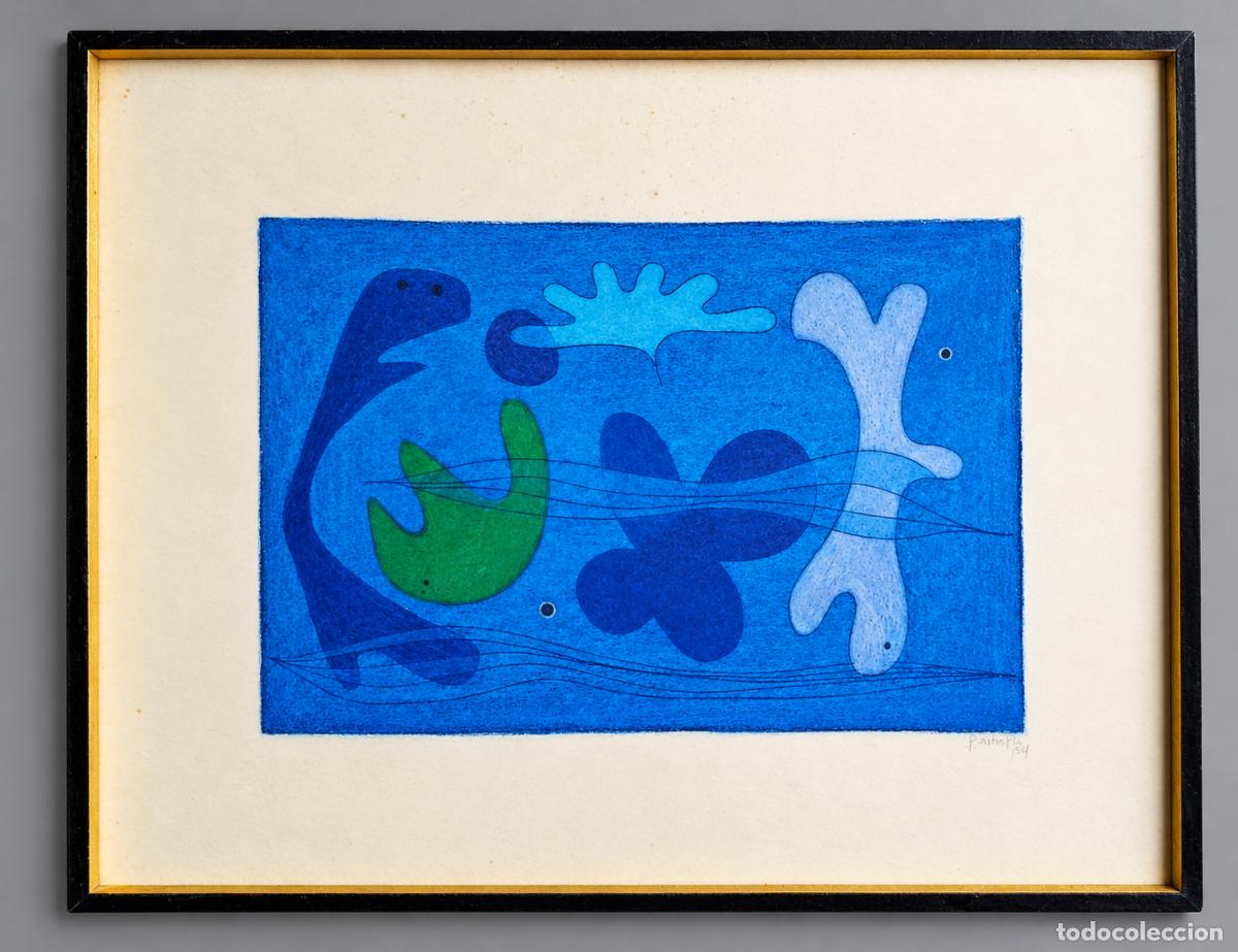 Arte: Pastor PL&Aacute;, Vicente (1932-Godella 1965) Sin t&iacute;tulo /t&eacute;cnica mixta sobre papel (52 x 67) firmado 1960