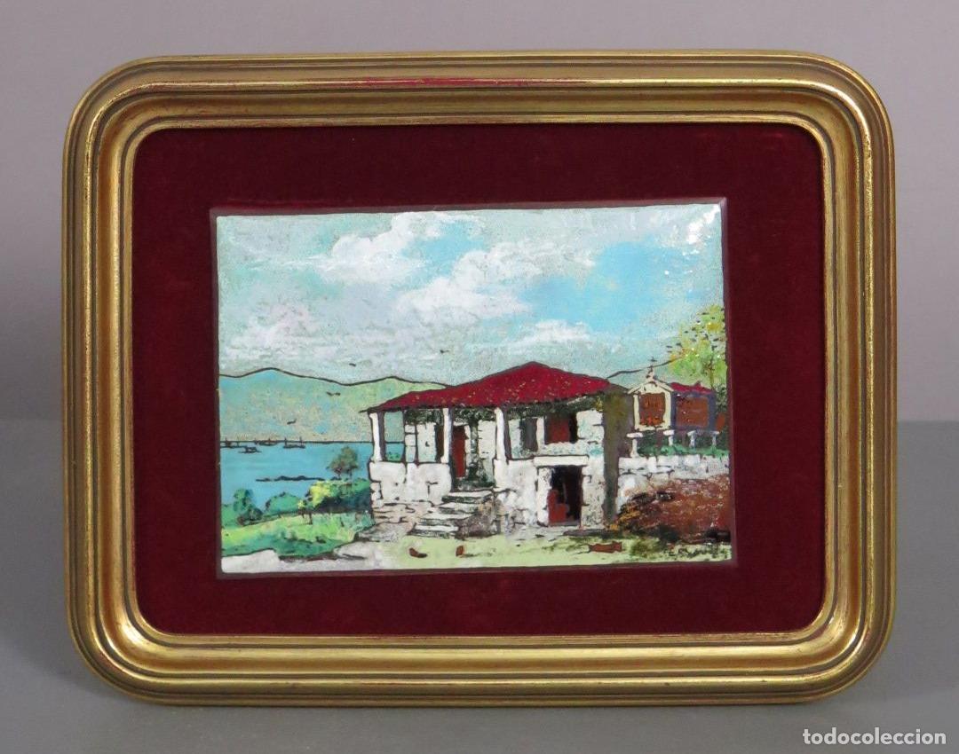 Arte: VISTA PAISAJE GALLEGO. HORREO. ESMALTE. HERNANDEZ. VIGO.