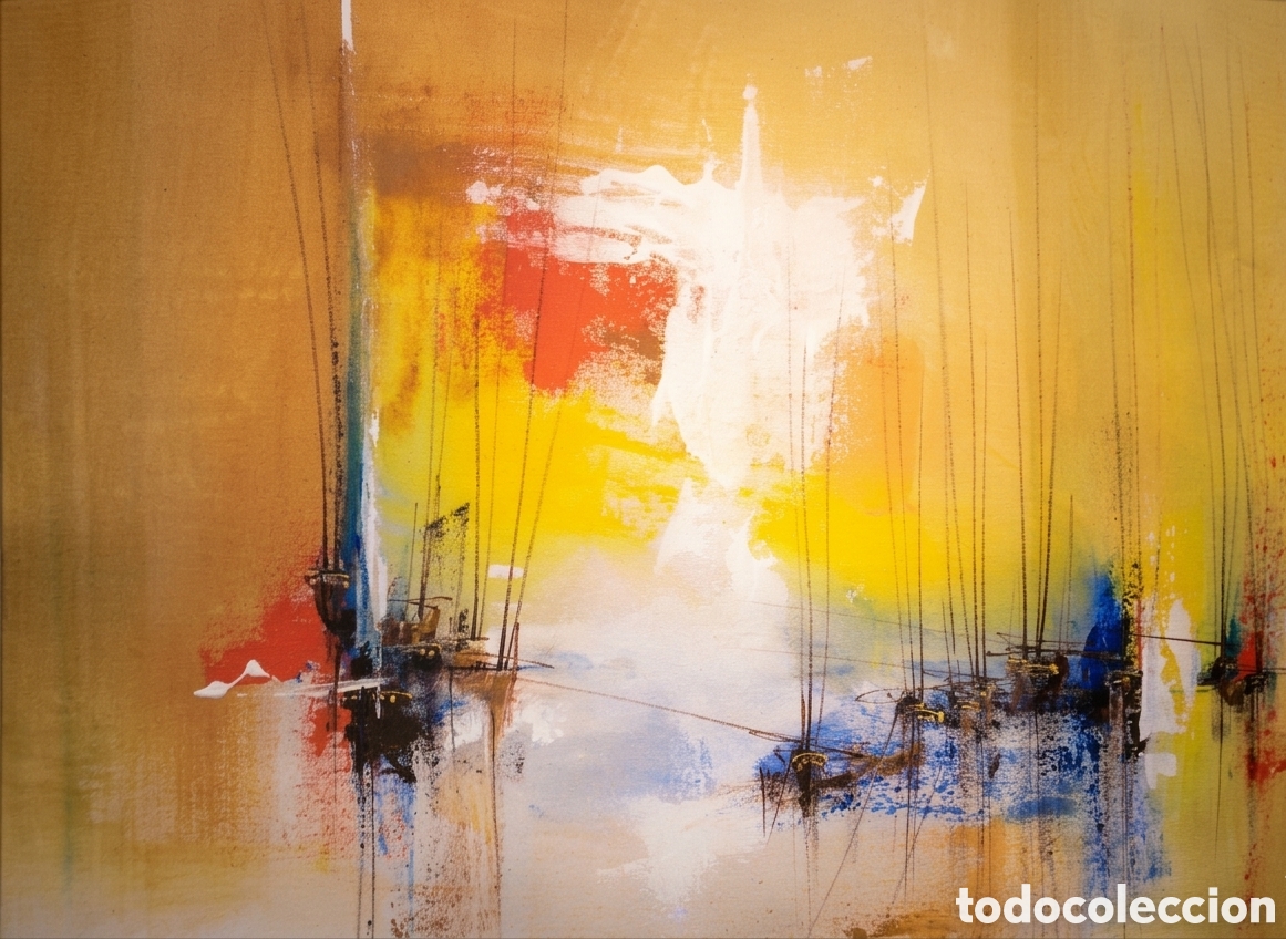 Arte: Pintura Abstracta Contempor&aacute;nea &ndash; Adquirida en Fortaleza (Brasil, 2024) &ndash; Firmada y Enmarcada