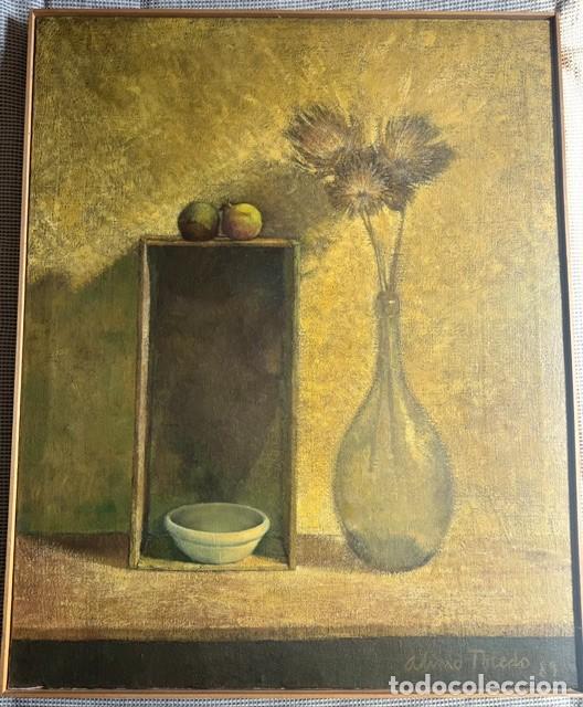 Arte: &Aacute;lvaro Toledo. Bodeg&oacute;n. &Oacute;leo sobre lienzo original. Firmado. Fechado en 1989. 83x68. Enmarcado.