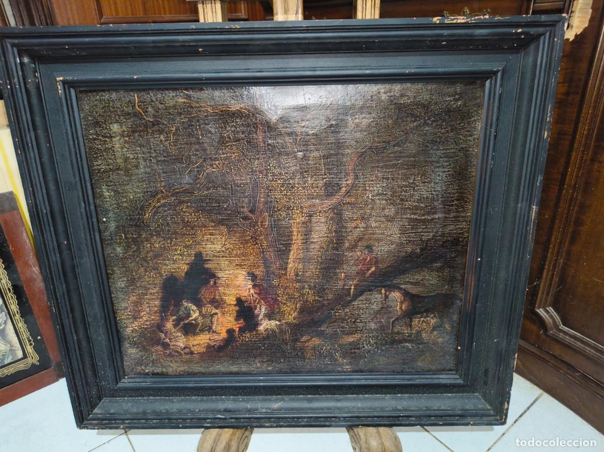 Arte: Oleo de g&eacute;nero costumbrista o de escena nocturna.69x60 cm