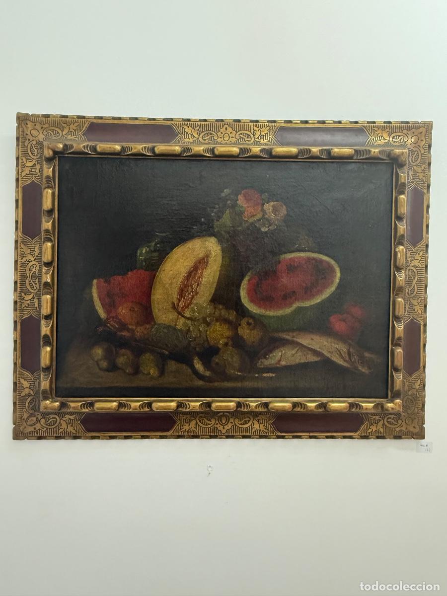 Arte: Pareja de bodegones oleo sobre lienzo espa&ntilde;oles S. XVIII-XIX Con marcos de &eacute;poca