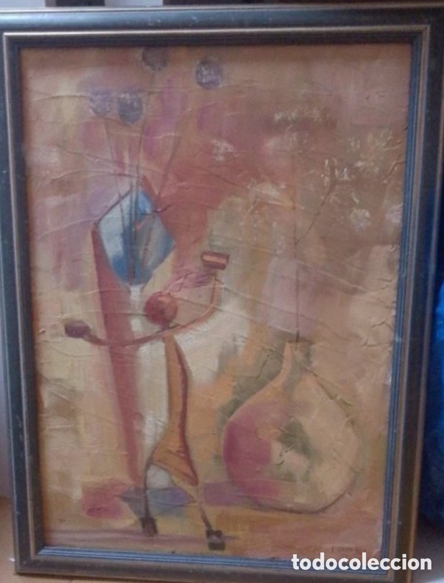 Arte: &Oacute;leo original sobre madera firmado Maribel &ndash; Pintura abstracta a&ntilde;os 90