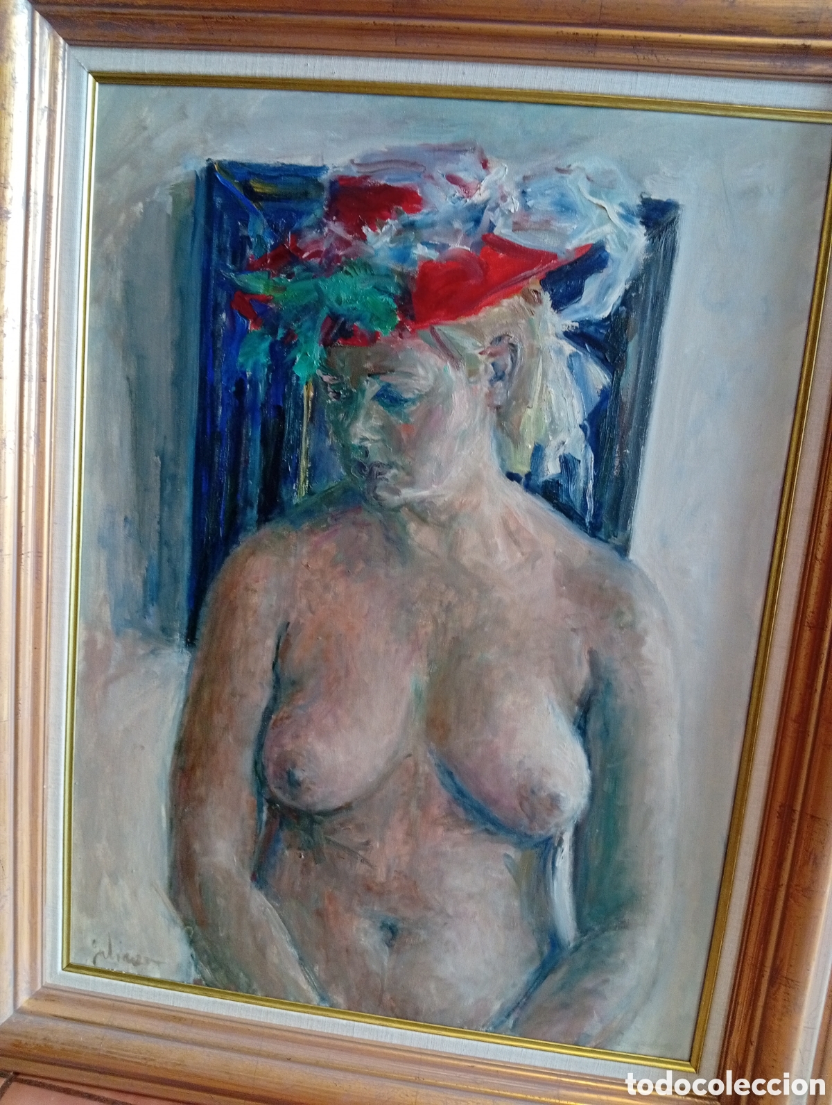Arte: Pintura gallega preciosa obra gran oleo lienzo del pintor Gabino Rey Santiago ( Marin, 1928-2006)