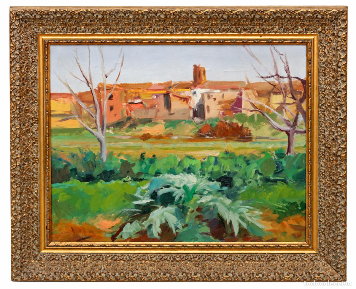 Arte: ESCUELA ESPA&Ntilde;OLA (SIGLO XX) OLEO SOBRE TELA DE AUTOR DESCONOCIDO. PAISAJE DE MASSALCOREIG (L&eacute;rida)