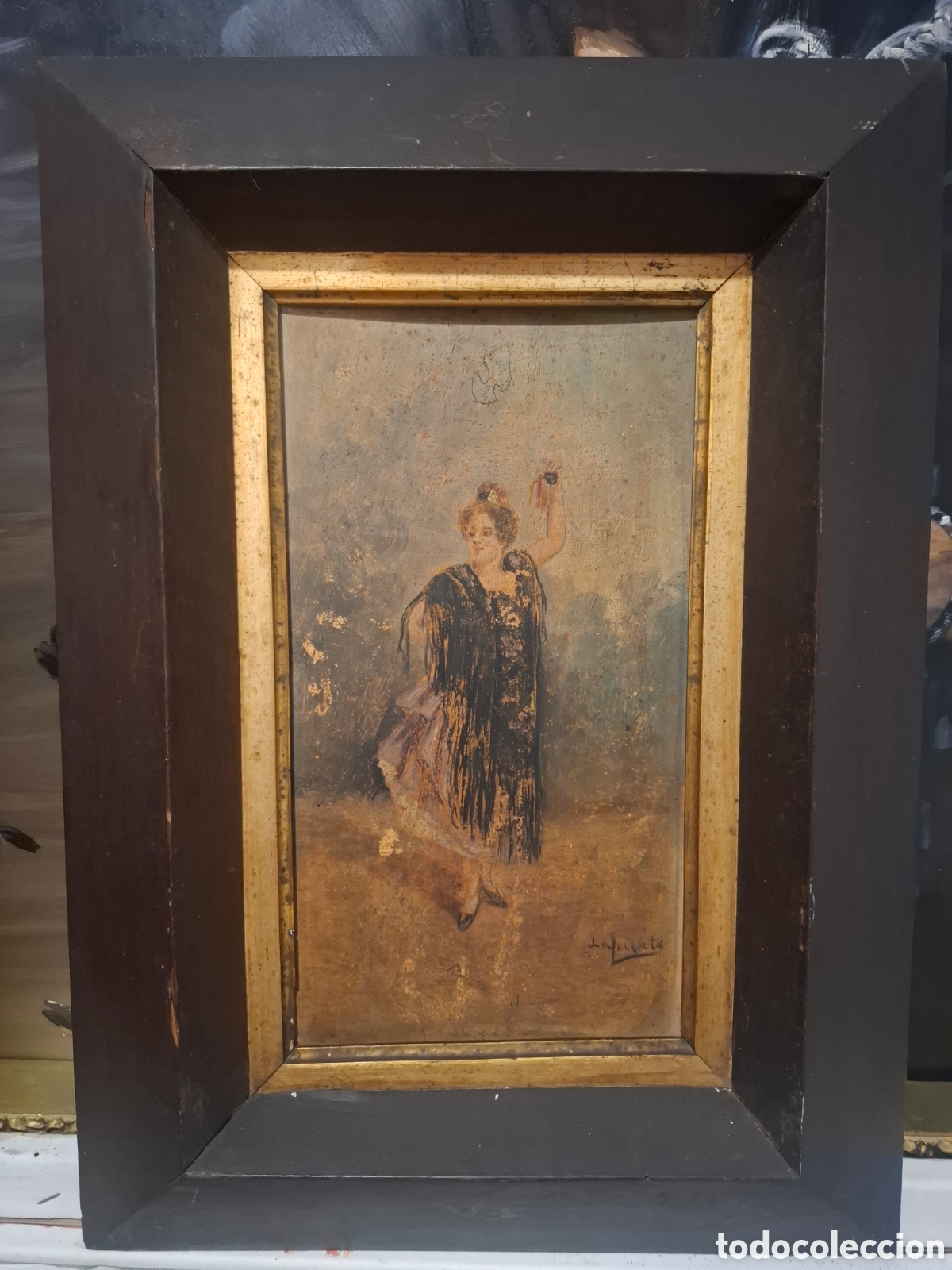 Arte: Oleo sobre tabla pintado por lafuente siglo xix 50x35