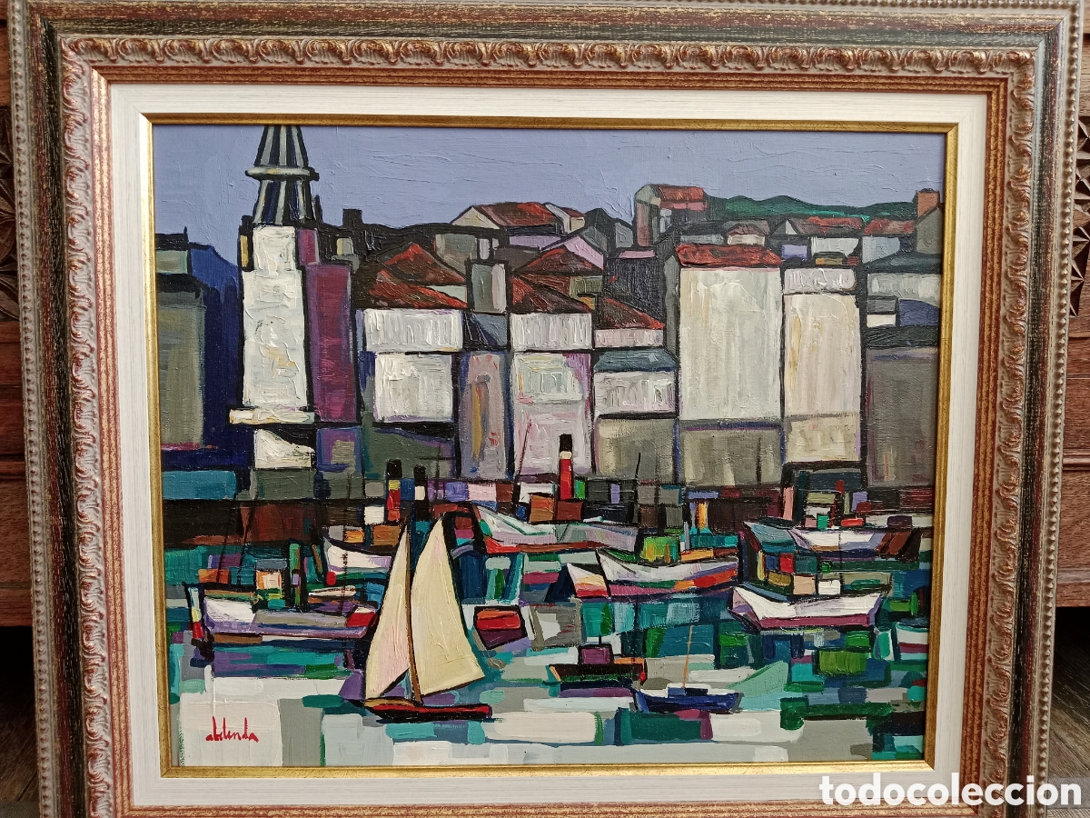 Arte: ALFONSO ABELENDA PUERTO CORU&Ntilde;A &Oacute;LEO SOBRE LIENZO