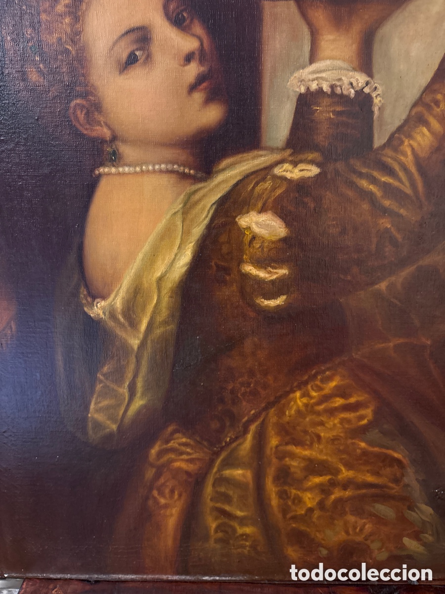 Arte: &Oacute;leo sobre lienzo Mujer con frutero - Foto 4
