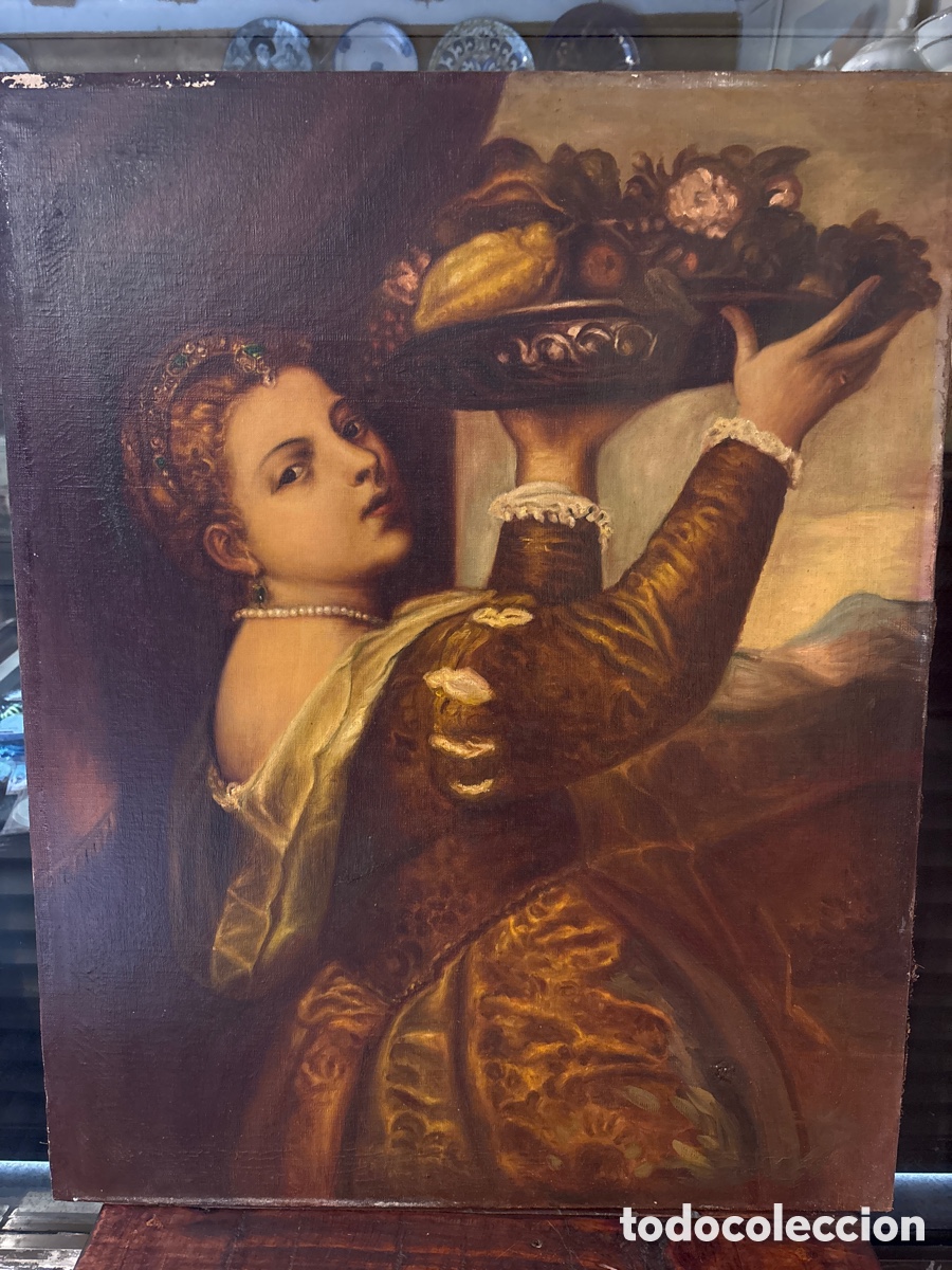 Arte: &Oacute;leo sobre lienzo Mujer con frutero
