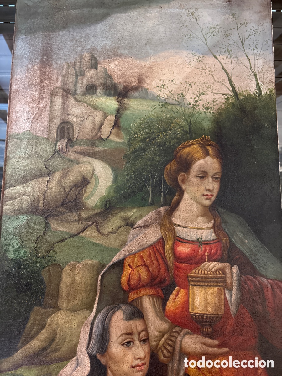 Arte: &Oacute;leo sobre lienzo Santa rezando - Foto 2