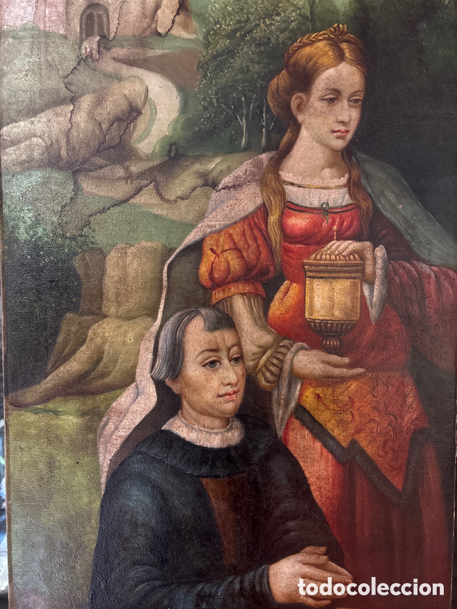 Arte: &Oacute;leo sobre lienzo Santa rezando - Foto 3