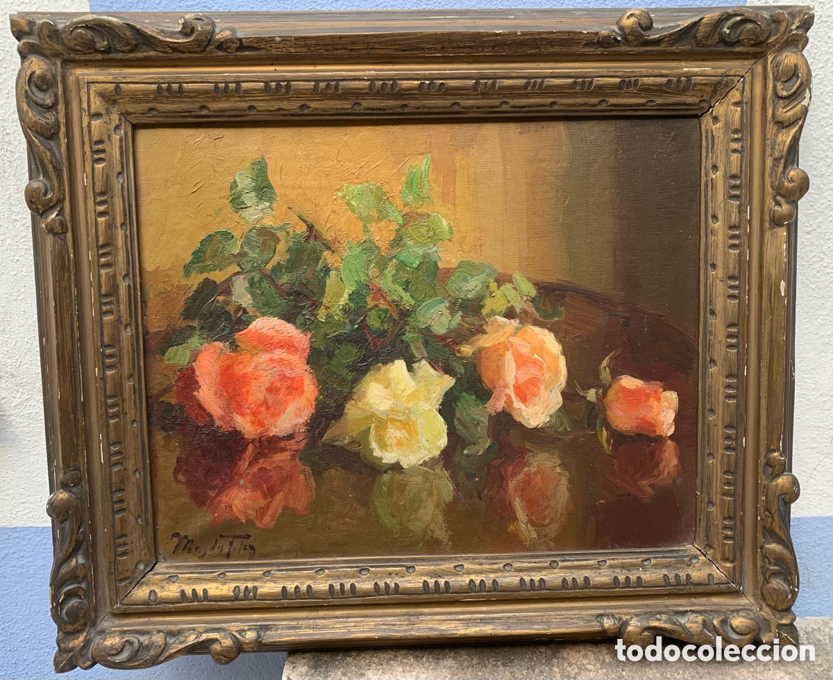 Arte: Magda Folch Sole .&Oacute;leo sobre lienzo,Rosas
