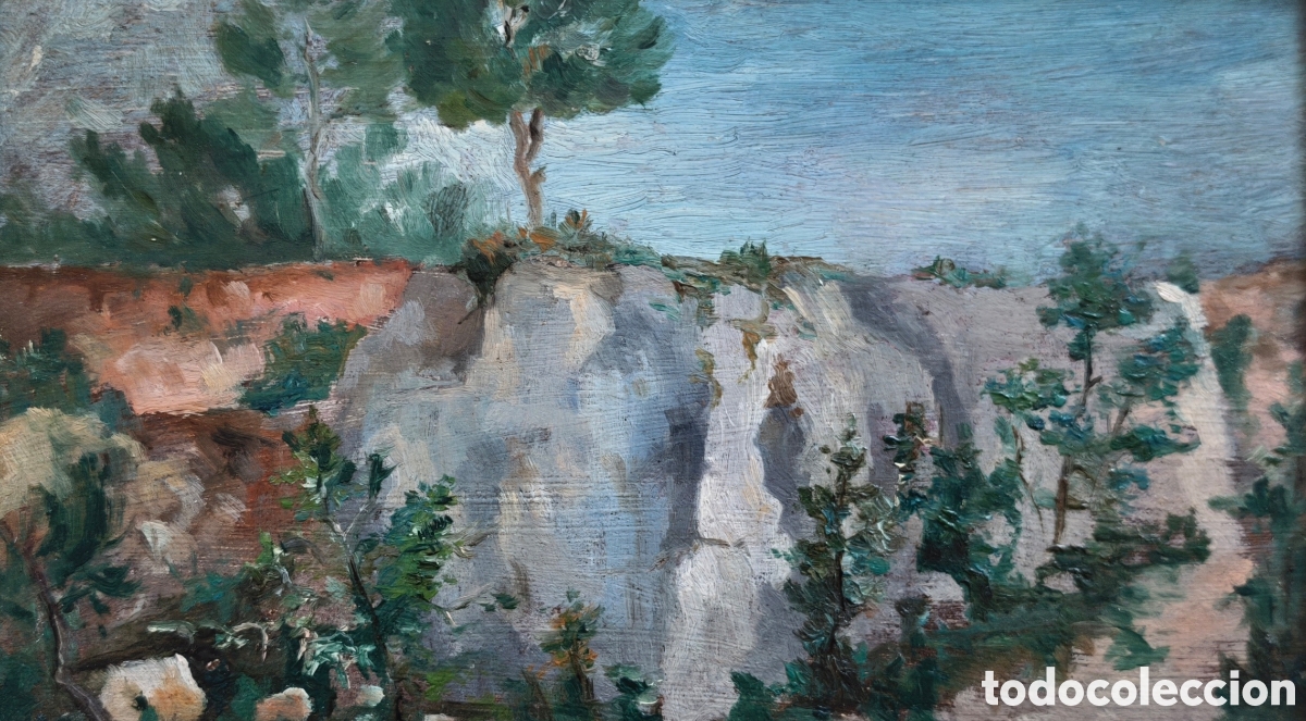 Arte: An&oacute;nimo Mallorqu&iacute;n. &Oacute;leo sobre Tabla. Paisaje. Finales siglo XIX. Mallorca. Pintura. Original.