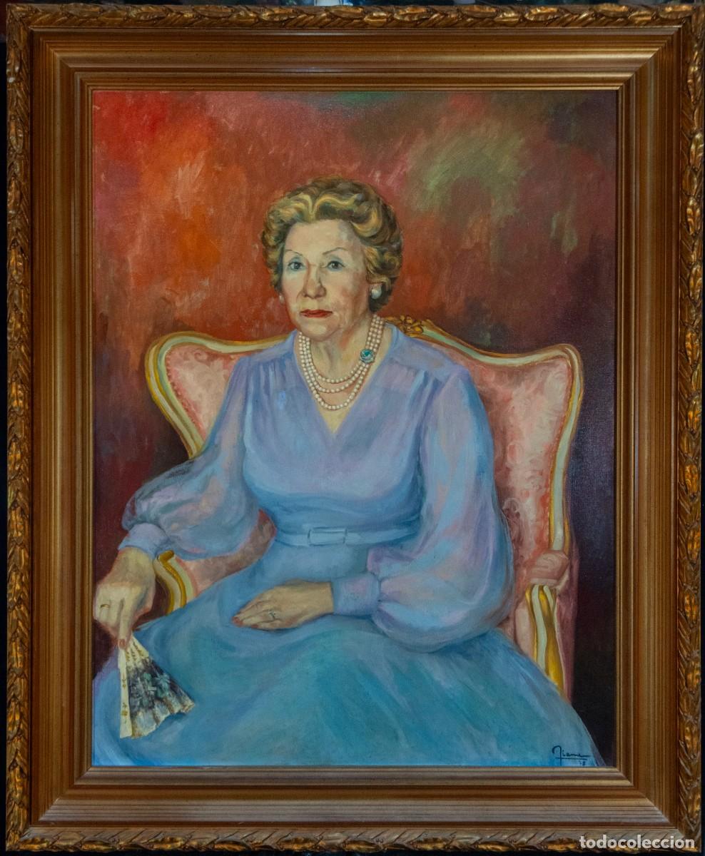 Arte: Retrato de dama firmado Tiana, gran &oacute;leo sobre lienzo, 1978, 110 &times; 89 cm