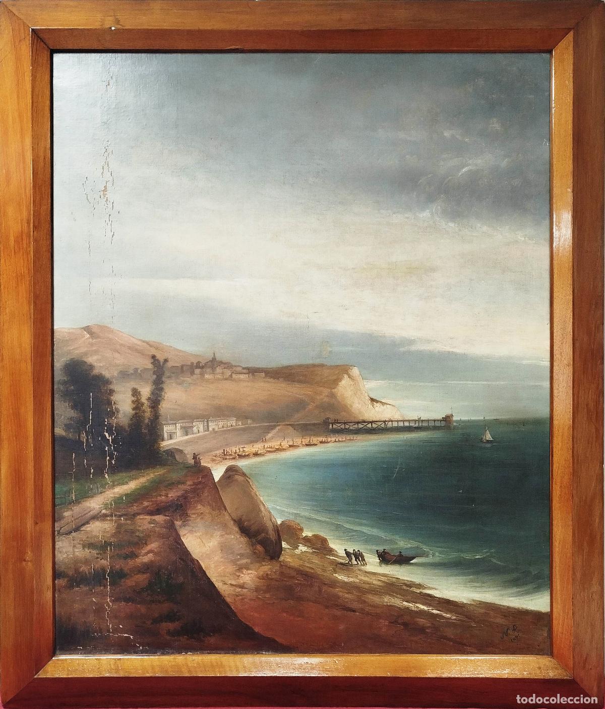 Arte: OLEO SOBRE LIENZO HOLANDES DE PAISAJE COSTERO