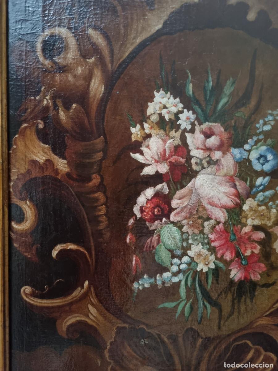 Arte: Pintura rococo S.XVIII flores y rocalla