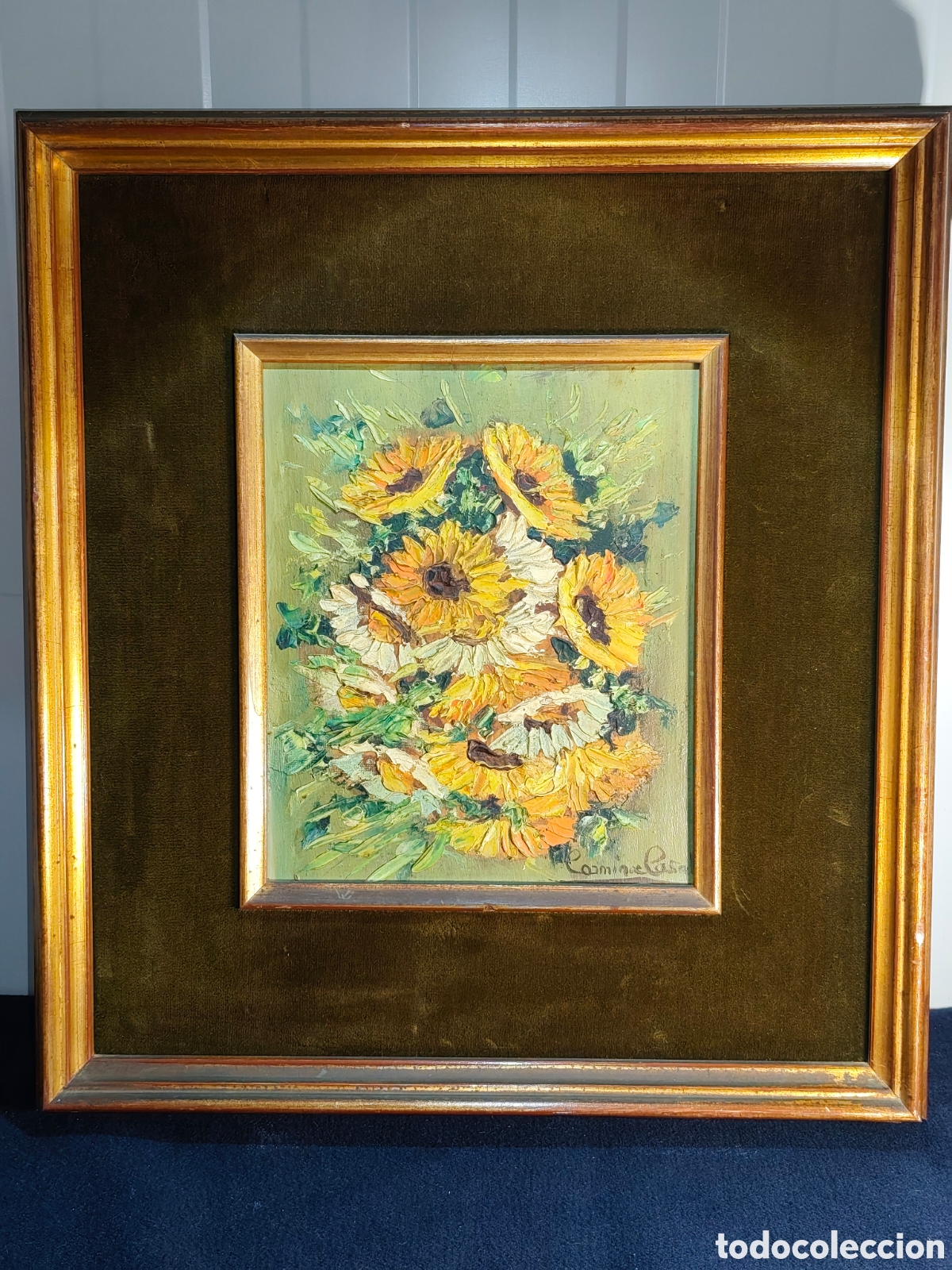 Arte: Cuadro &Oacute;leo Sobre Tabla de Flores / Girasoles - Obra Original Firmada por Carmina Casal