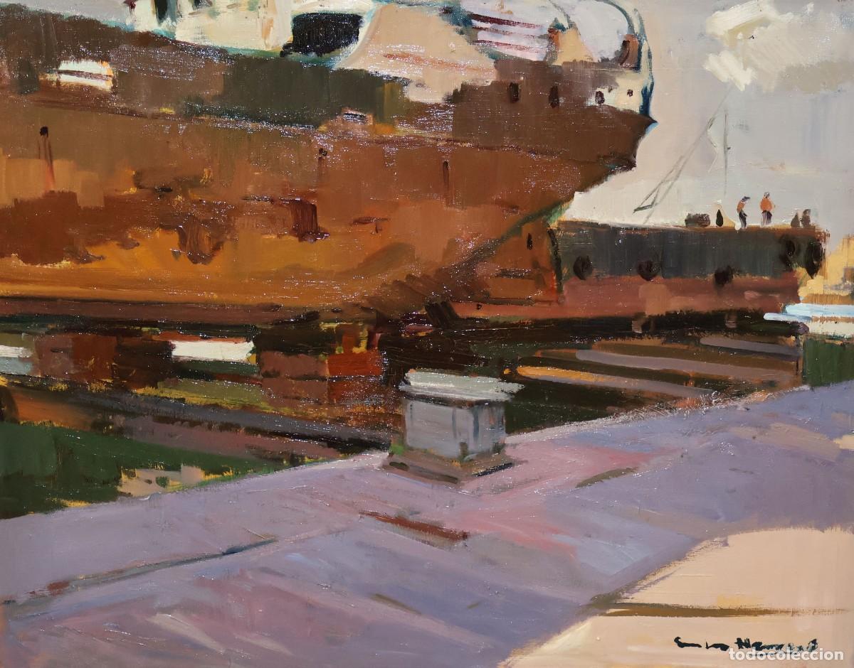 Arte: ANTONI SALA HERRERA (1927-2012) OLEO SOBRE TELA. VISTA PORTUARIA