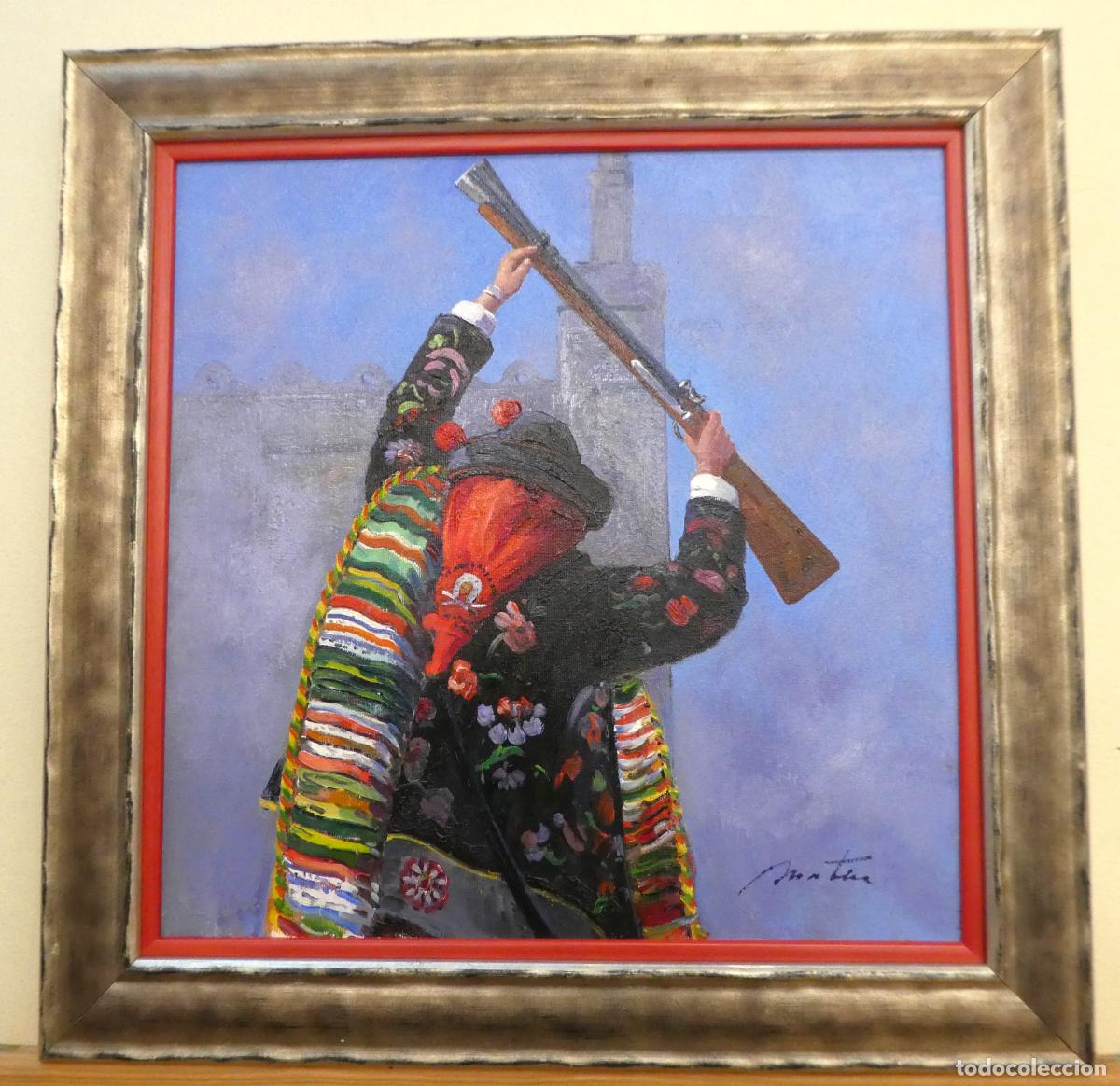 Arte: Oleo Moros y Cristianos de Alcoy con marco firmado Martin ,mide 40X40 cm y con marco 51X51 cm.