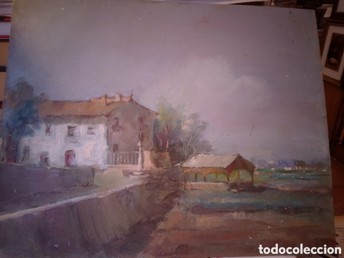 Arte: PAISAJE CAMPESTRE. JUAN LLUNA. OLEO SOBRE LIENZO. 41 x 33 cm.