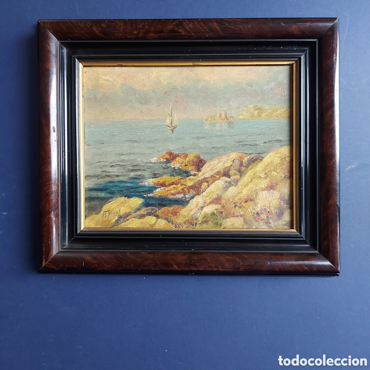 Arte: A. VIDAL &rdquo;PAISAJE MARINO EPOCA&rdquo; OLEO